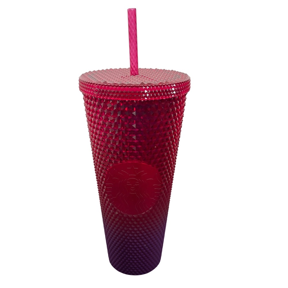 Disney World Starbucks Studded Tumbler 24oz Pink Purple Ombre Castle Logo NEW - Picture 2 of 4